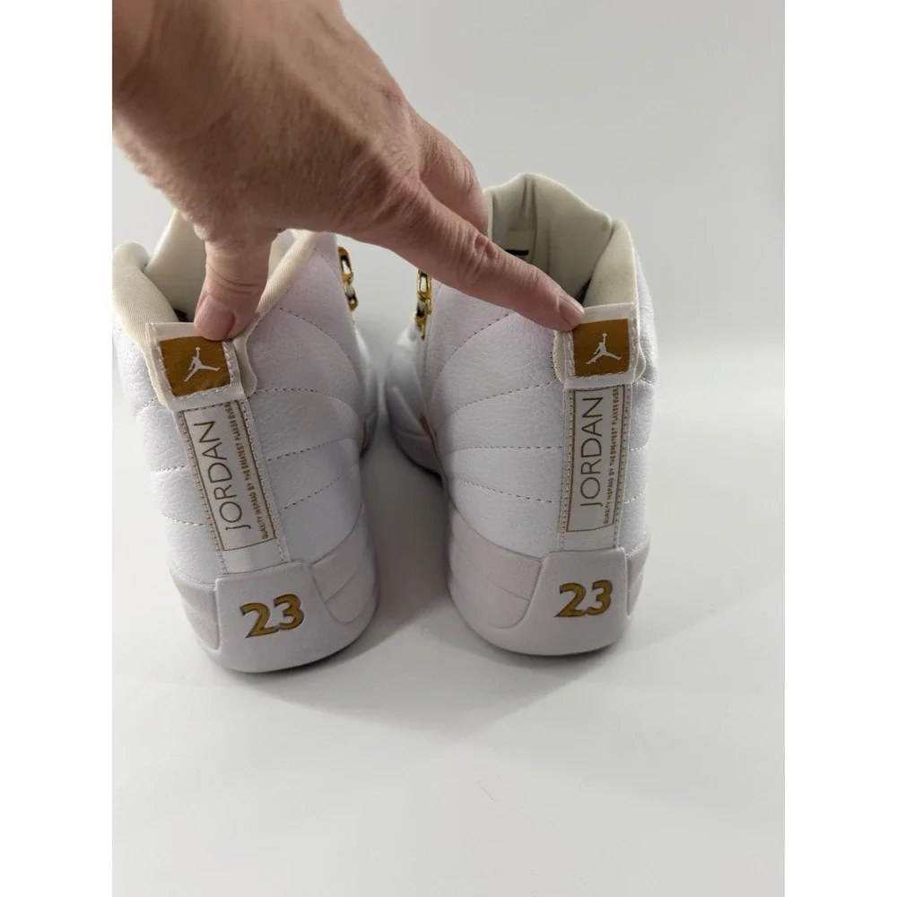 Nike Air Jordan 12 Retro Phantom Metallic Gold Mens Size 10 Sneakers White